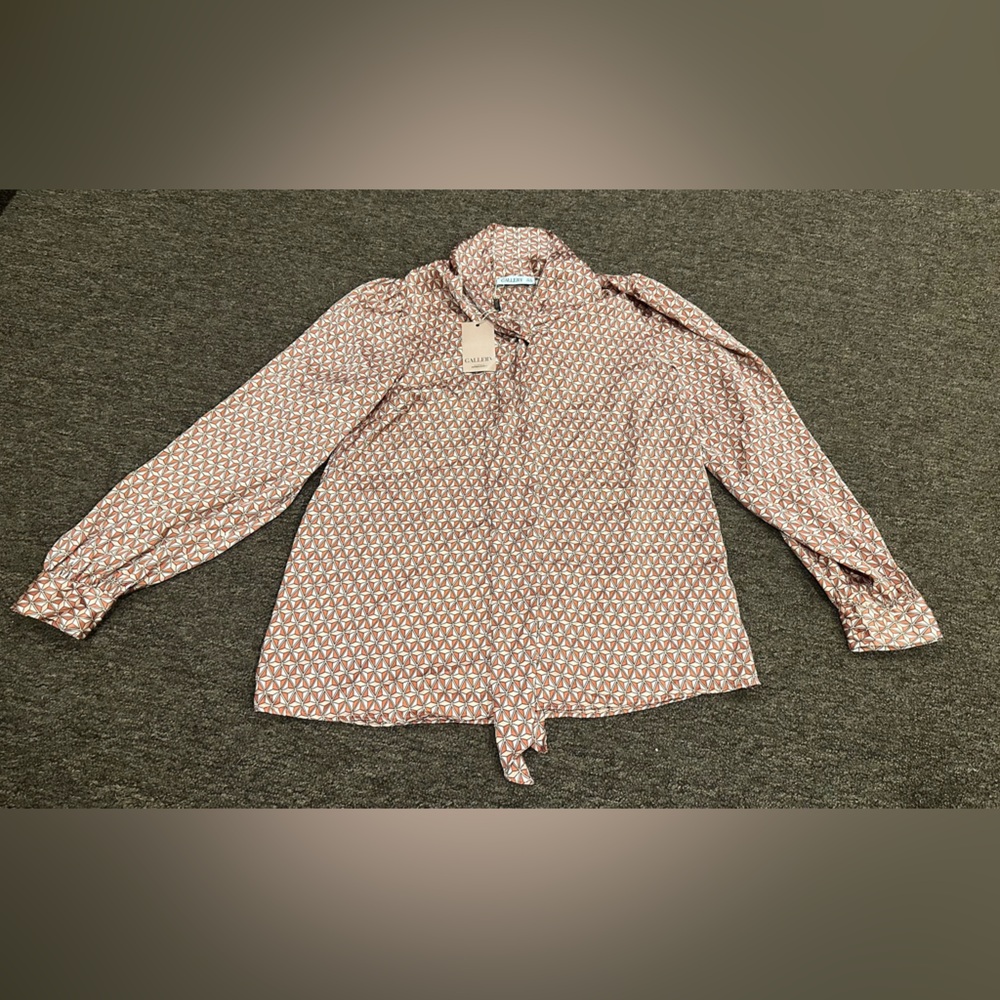 NWT Gallery UK 10 US 6 blouse shirt geometric top retro style